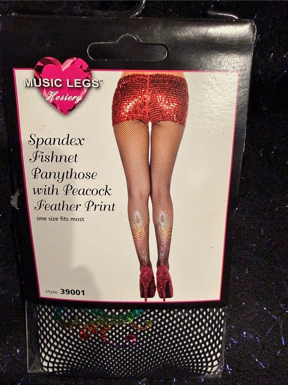 Music Legs Spandex Fishnet Pantyhose with Peacock Feather Print Fishnet Peacock